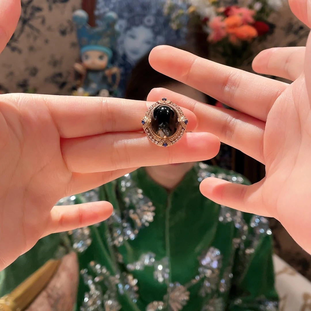 翡翠戒指18K金镶嵌两戴款