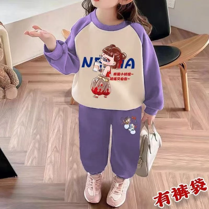 哪吒魔童闹海儿童卫衣套装国潮动漫男女童2025春秋装新款休闲宽松