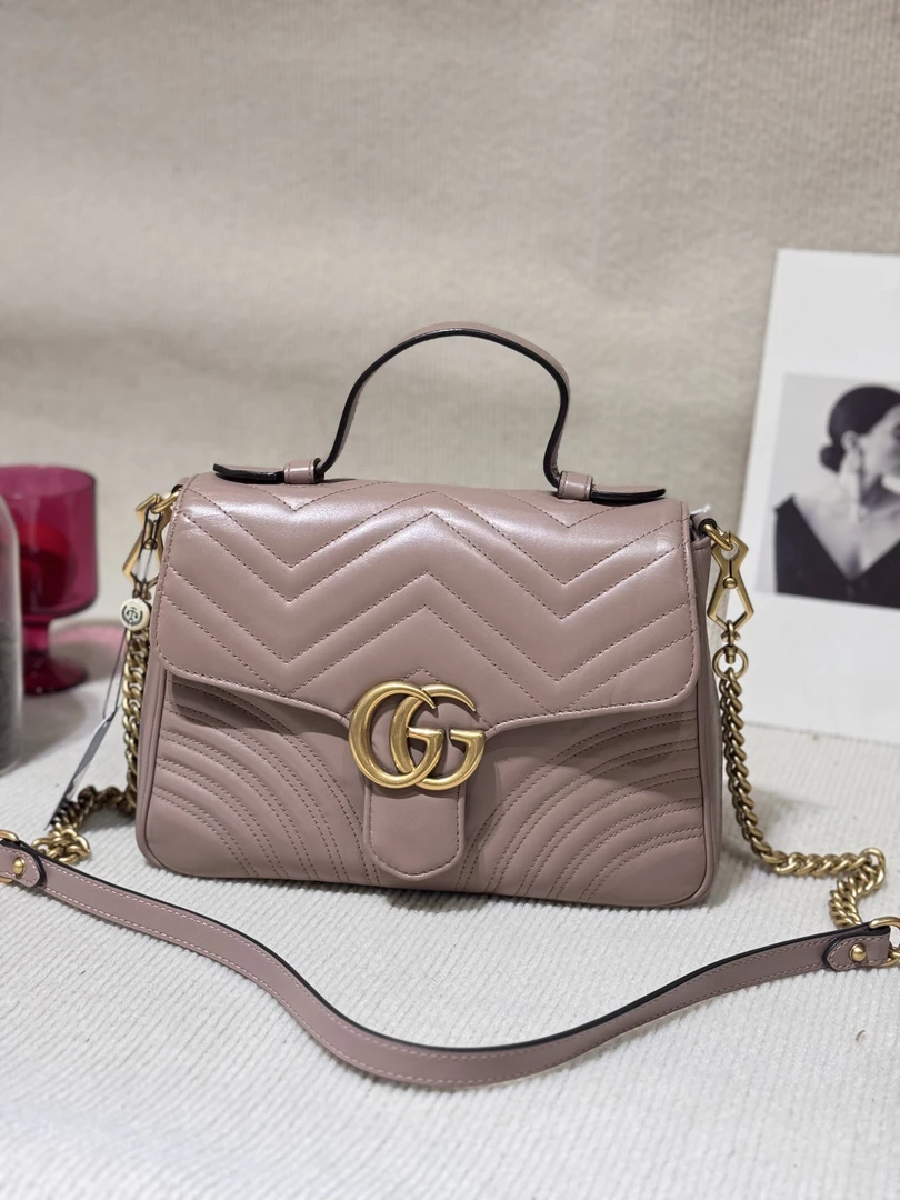95新 GUCCI/古驰 全皮marmot邮差包 链条后配