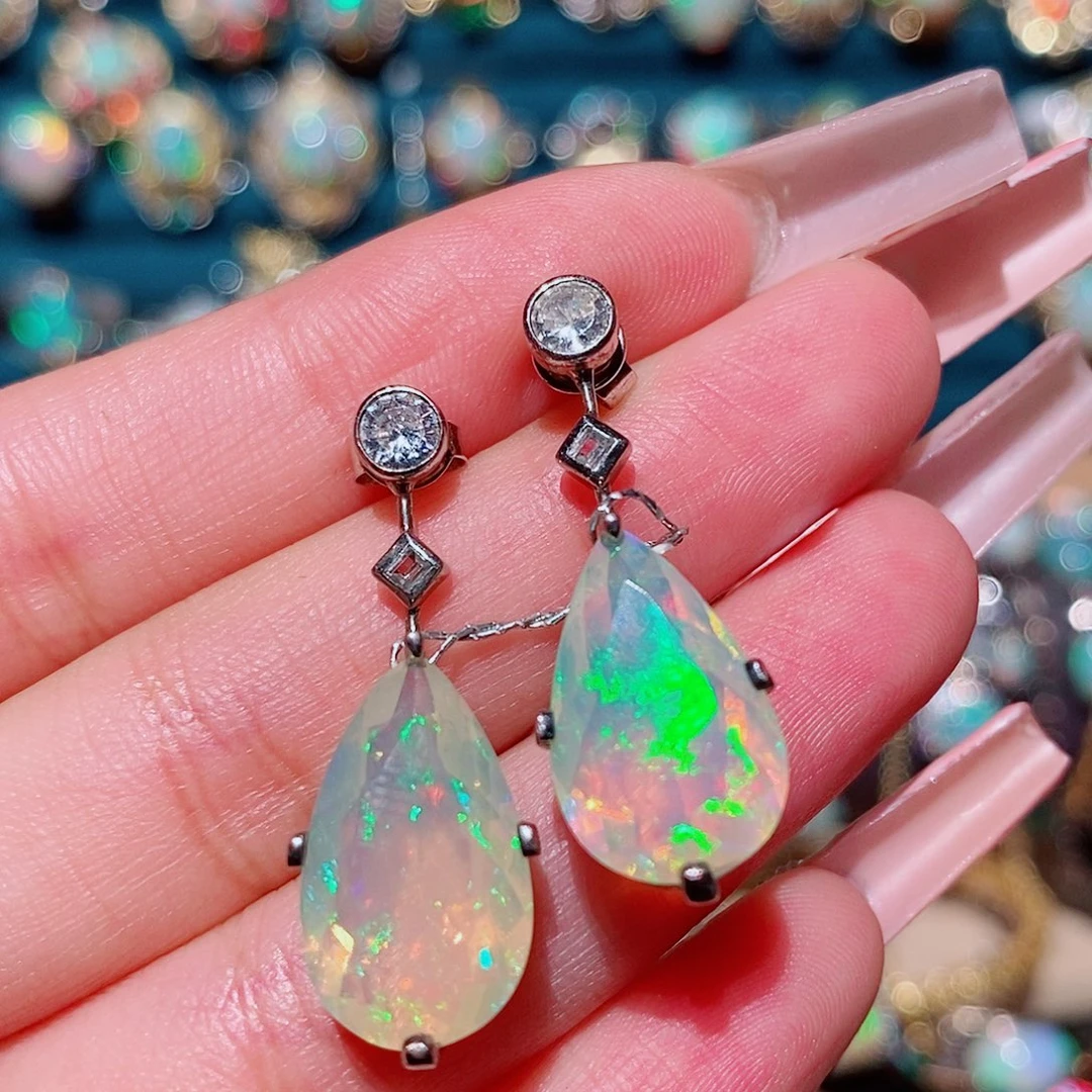 欧泊银S925镶嵌耳饰