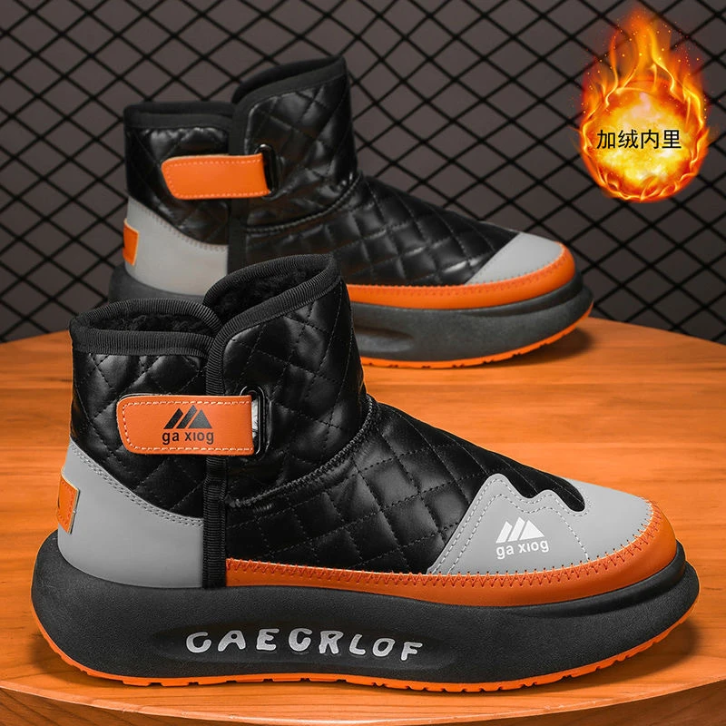 黑色马丁靴男冬季男鞋男款高帮加绒保暖棉鞋加厚户外男士雪地靴男