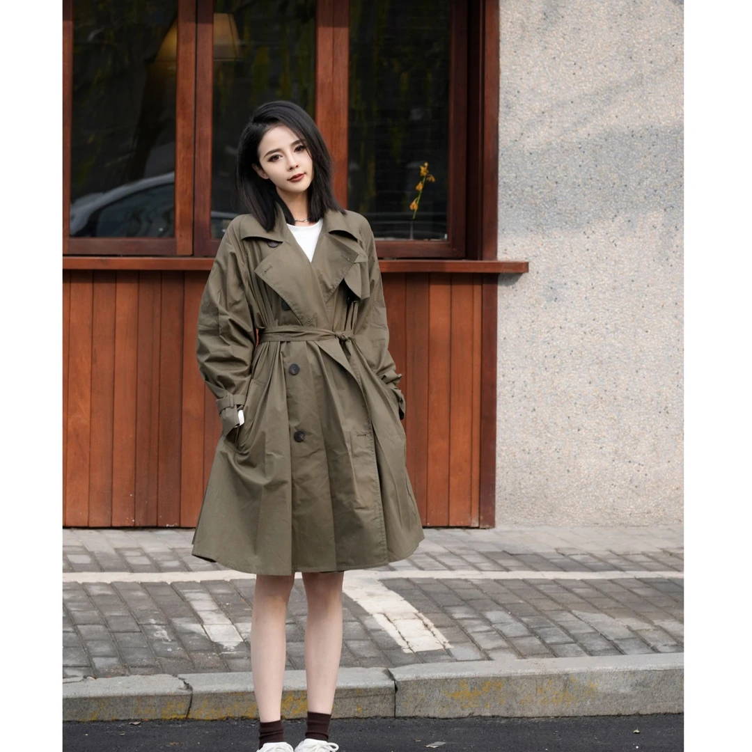 POPULARYW【春邮】Z·R上品屋工装风廊形大翻领显廋系带洋气风衣