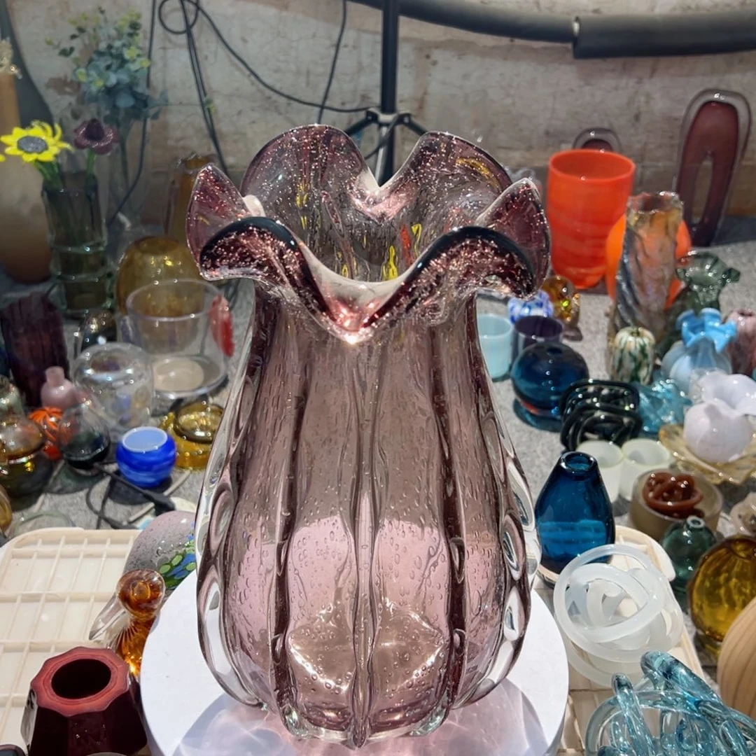 弘扬琉璃花器微瑕高度37