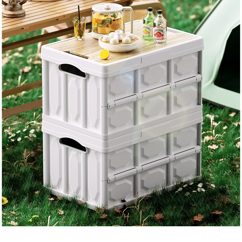 户外露营箱塑料带盖后备箱多功能储物箱车载收纳箱摆摊整理箱