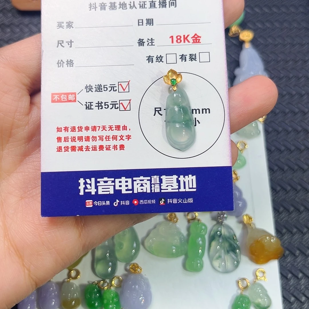 墨***鸢颈饰18K金镶嵌翡翠