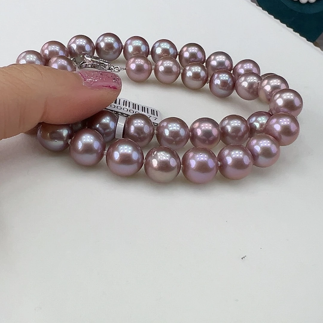 淡水珍珠颈饰银S925镶嵌➕10-11高品极光帝王紫