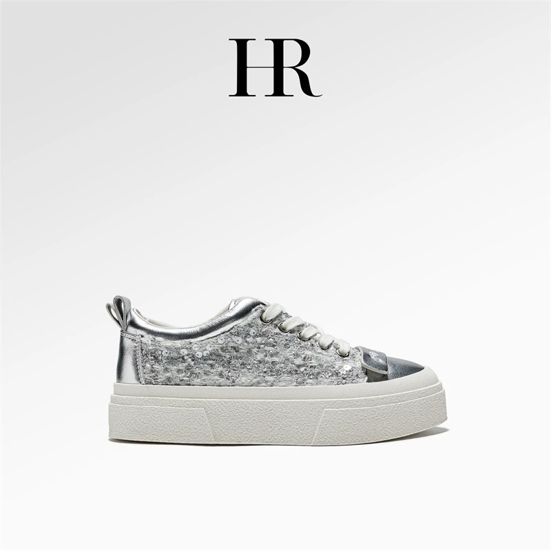 HR/赫莲娜春季百搭板鞋真皮韩版休闲小众四季款厚底女鞋低帮时尚