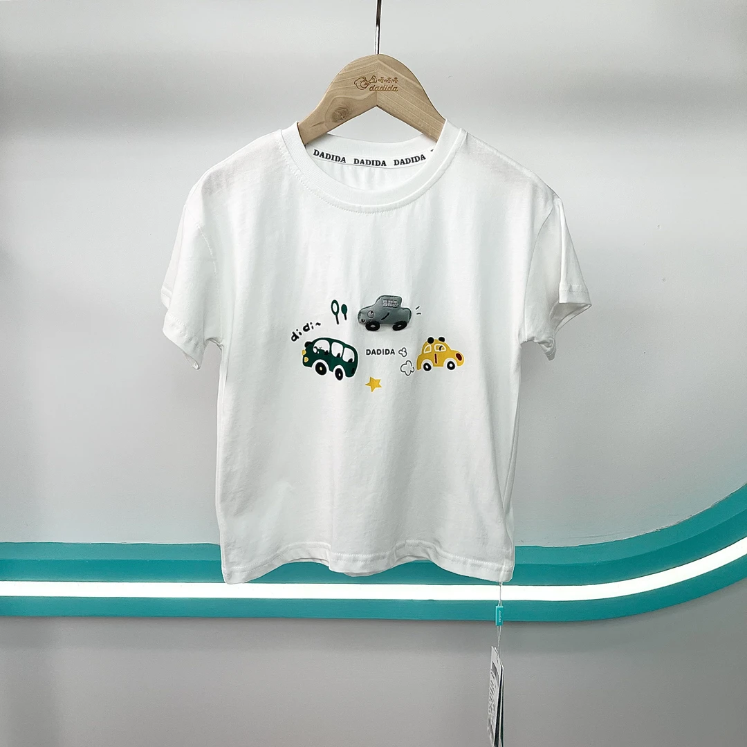 dadida/嗒嘀嗒断码清夏季儿童男童白色休闲舒适T恤&805100075