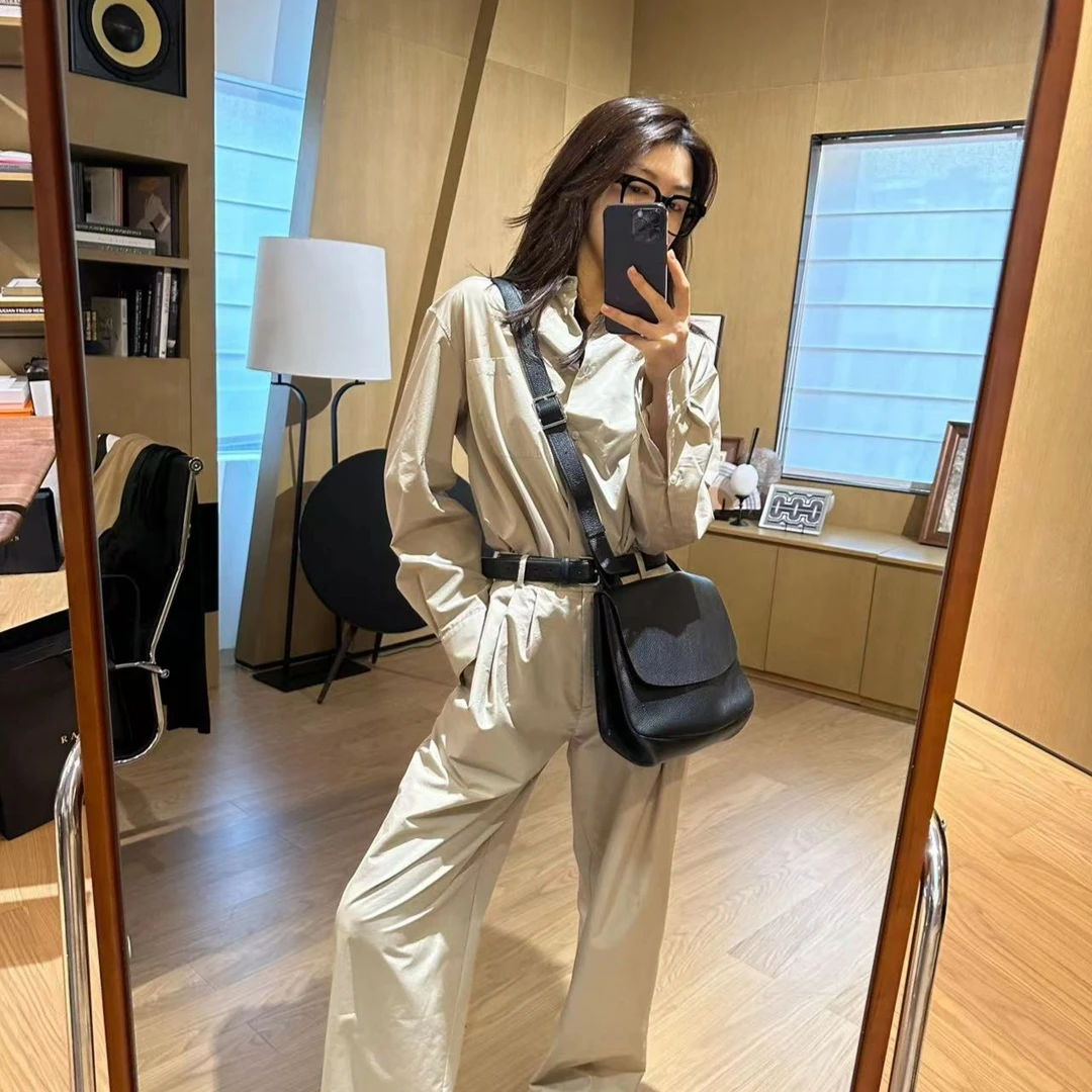 ROMI STUDIO“轻盈利落” 80支高密府绸棉亲肤柔软卡其色衬衣 T3949