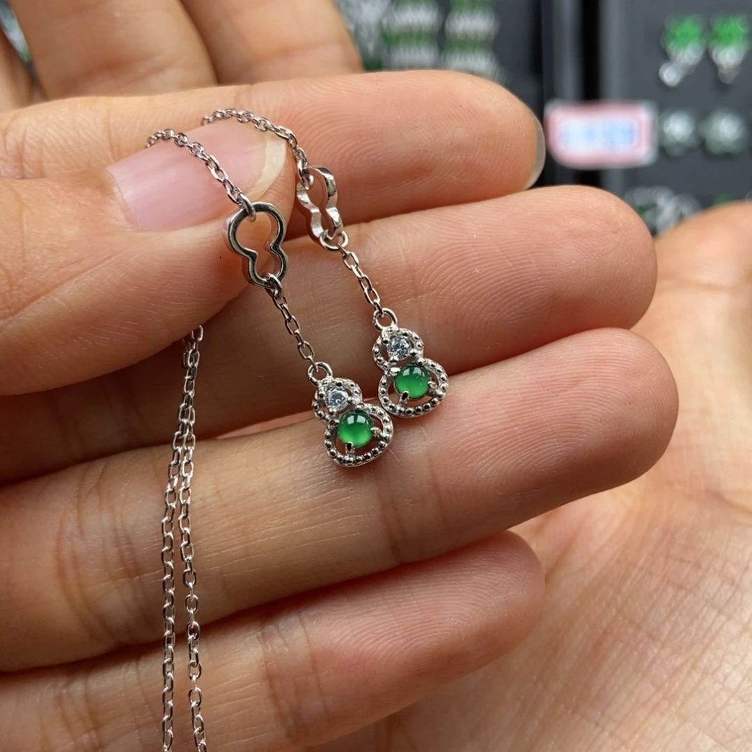 银S925镶嵌翡翠耳饰