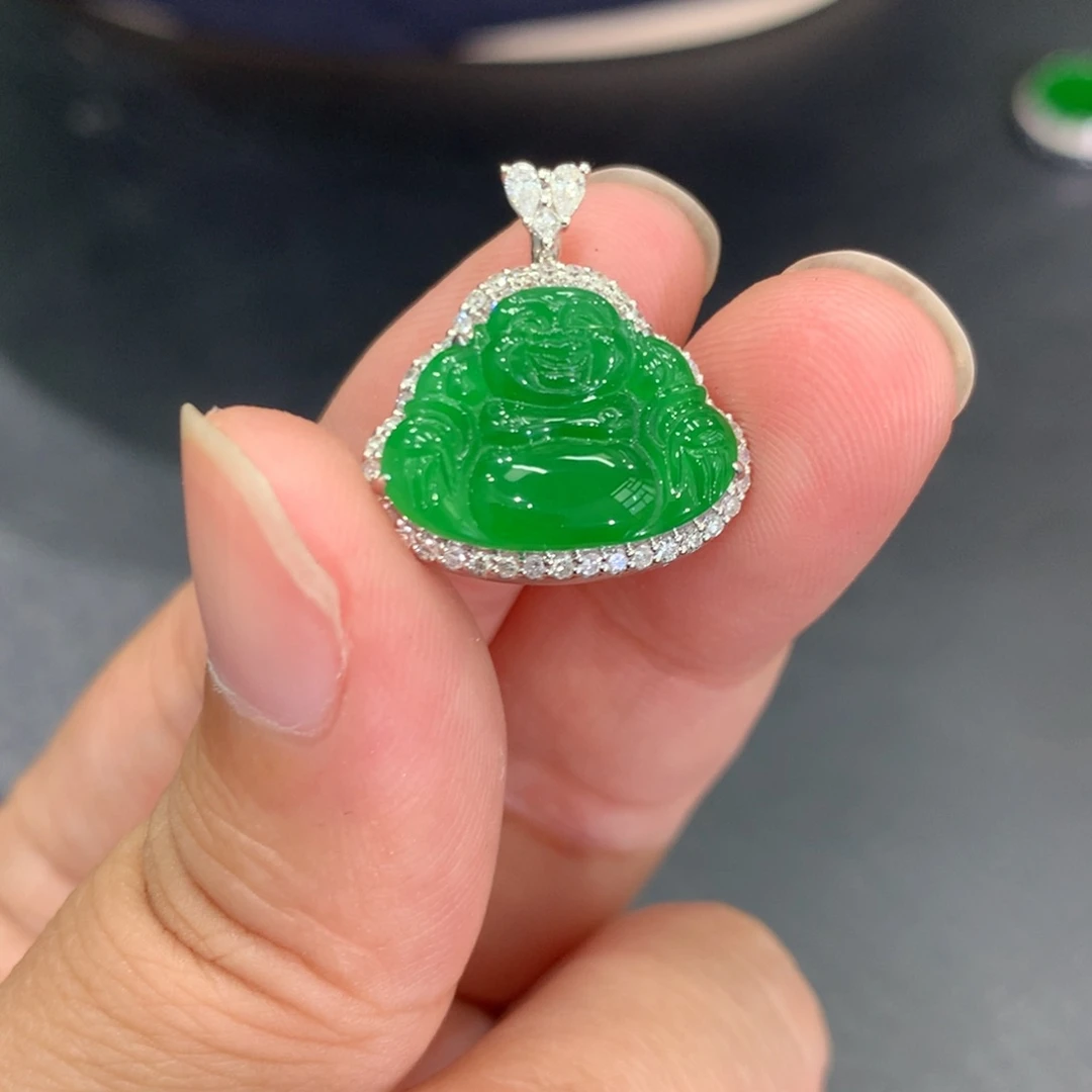 翡翠18K金镶嵌吊坠(不含链)吊坠