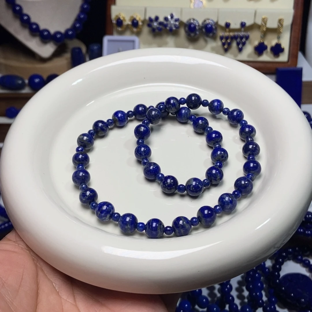 青金石未镶嵌漏 天然 网红同款 双圈手串3+ 8+