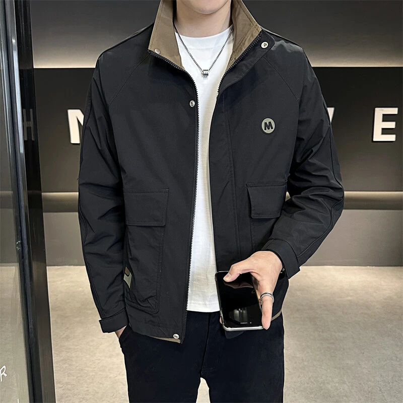 2025男士外套新款立领帅气工装青年夹克百搭时尚潮流休闲上衣