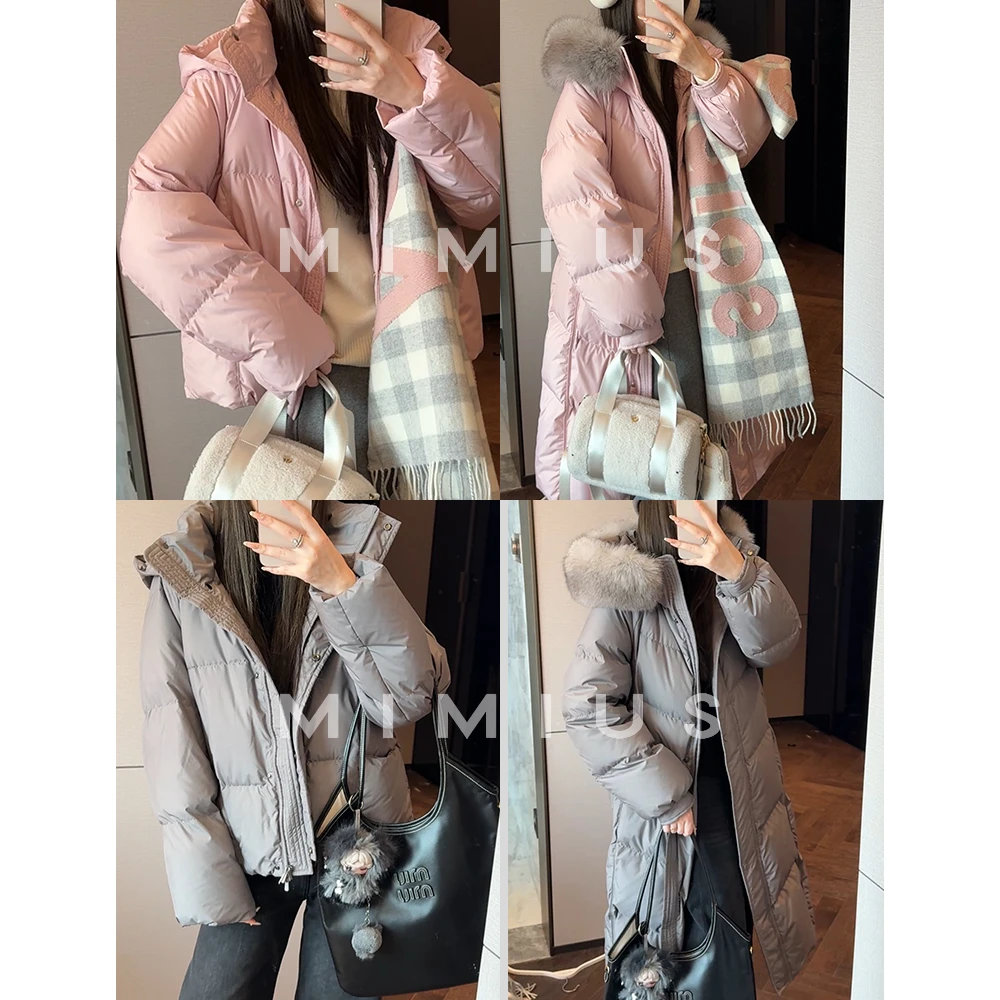 【mimius】 U 可溯源三星安心羽绒大毛领连帽纯色羽绒服 汉服G10304