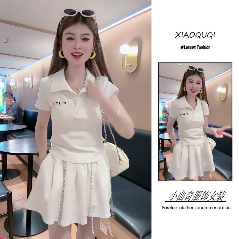 夏季流行穿搭一整套新款2025年韩版青春活力洋气Polo衫短裙两件套