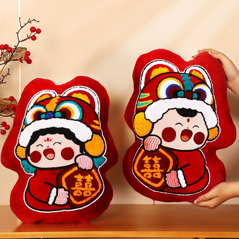 压床娃娃一对结婚新婚报喜玩偶礼物红色喜字抱枕婚礼陪嫁婚房公仔