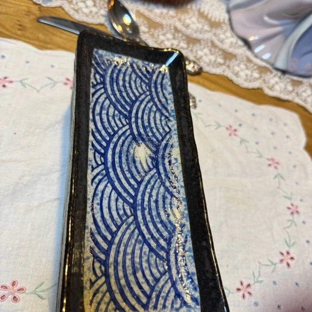 粗陶海浪款21.5厘米，寿司盘微瑕