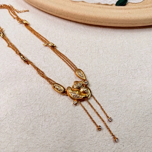 铜合金合成锆石项链 【六六中古】孤品精美项链th7101