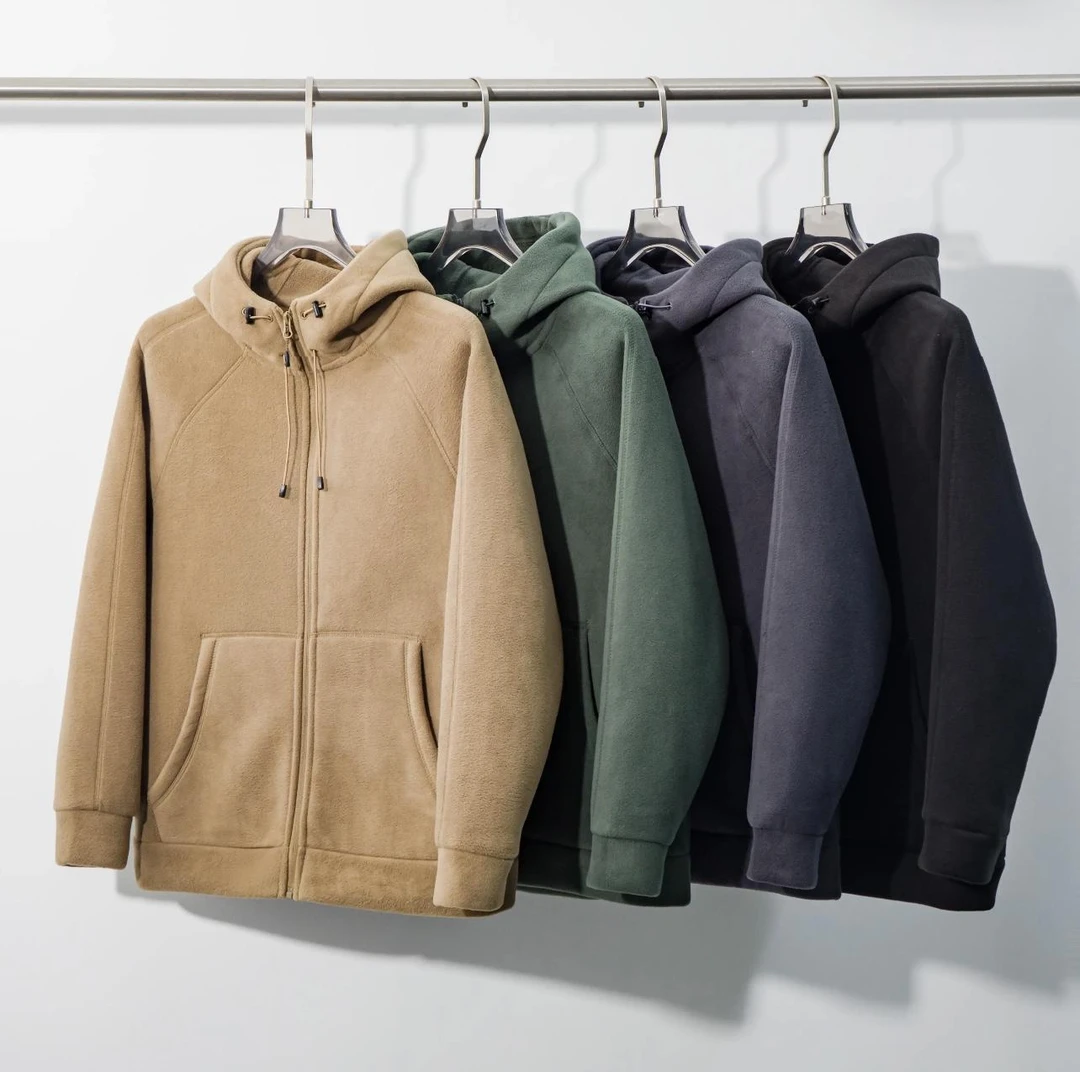 反季清货真的香 加绒加厚双面摇粒绒面料秋冬男女情侣款连帽外套