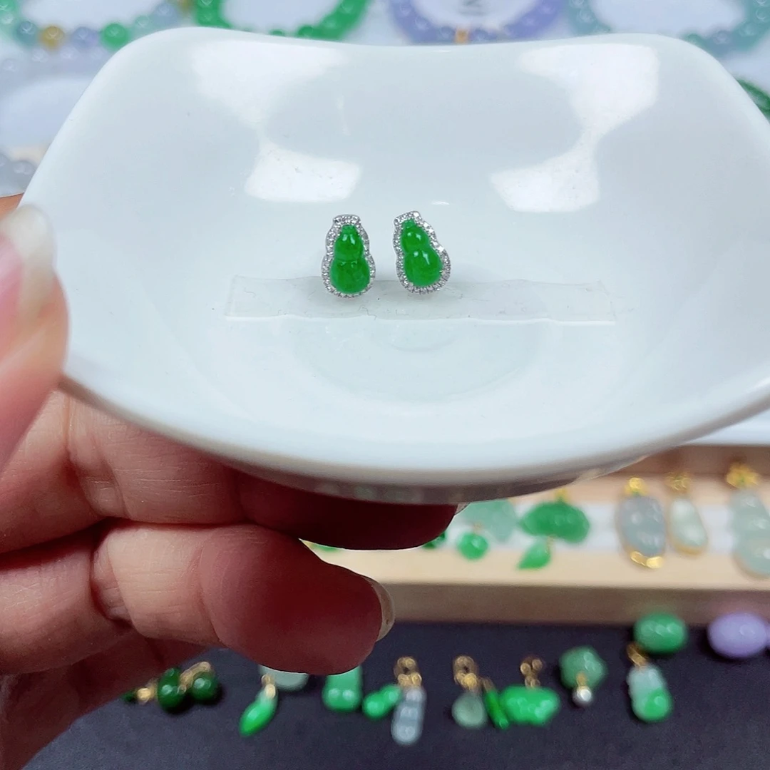 翡翠18K金镶嵌手链天然缅甸翡翠A货卡