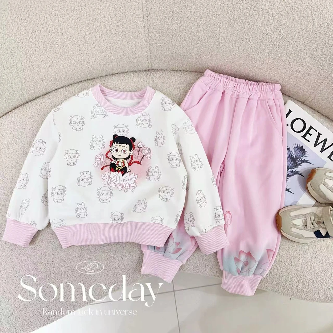 汤圆家童装2025春季新款潮酷中性卡通哪吒定制款百搭套装 YA-1314