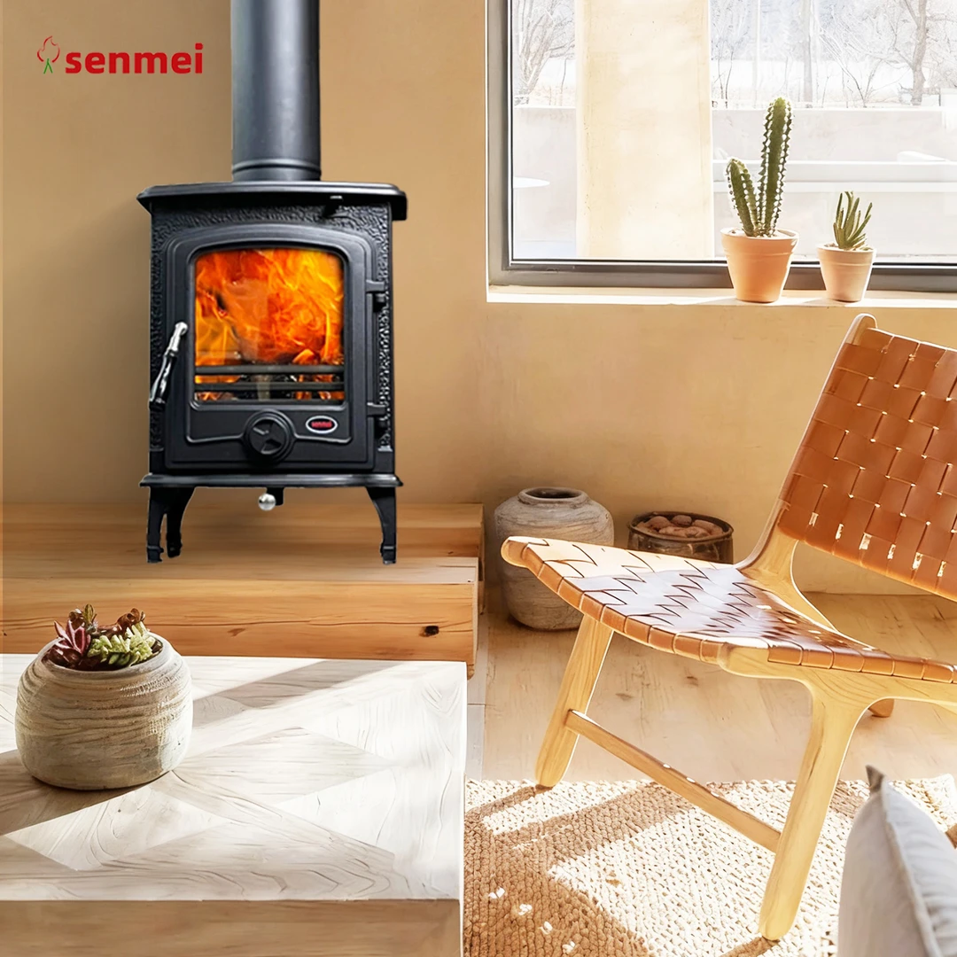 senmei铸铁柴火炉真火壁炉取暖炉铸铁小壁炉茶室壁炉真火木柴家用