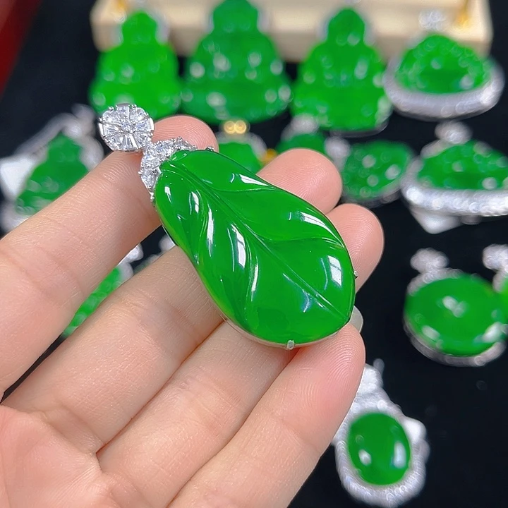 翡翠银S925镶嵌吊坠(不含链)