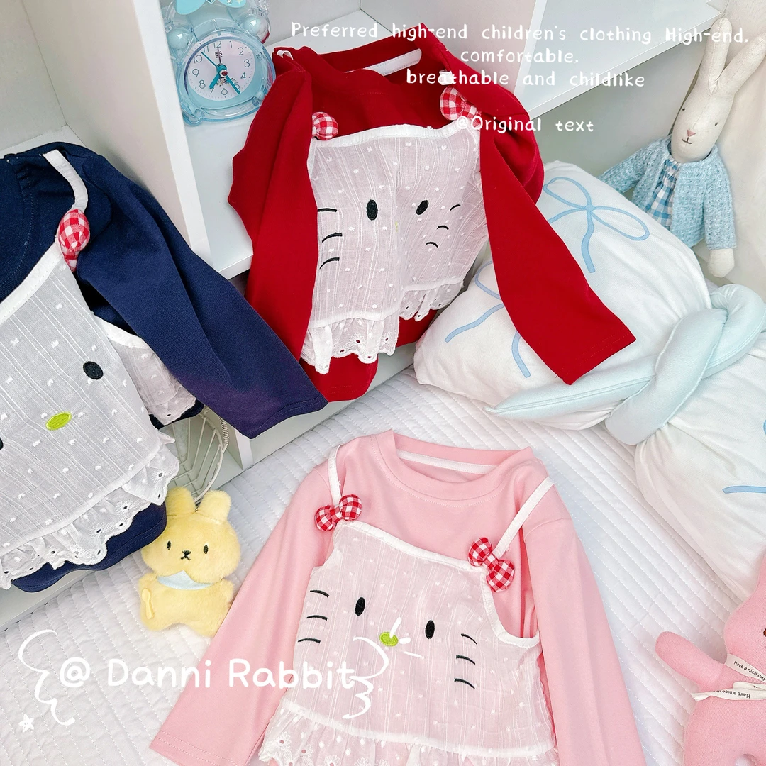 「Dannirabbit」【童趣可爱】KT猫秋款女童打底衫【X-8208】