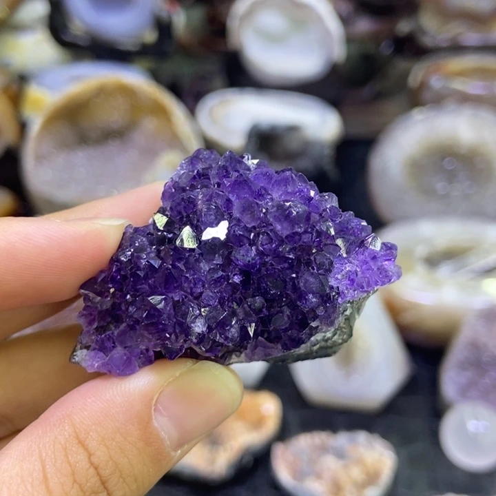 光***磊水晶珠宝半成品未镶嵌紫晶花