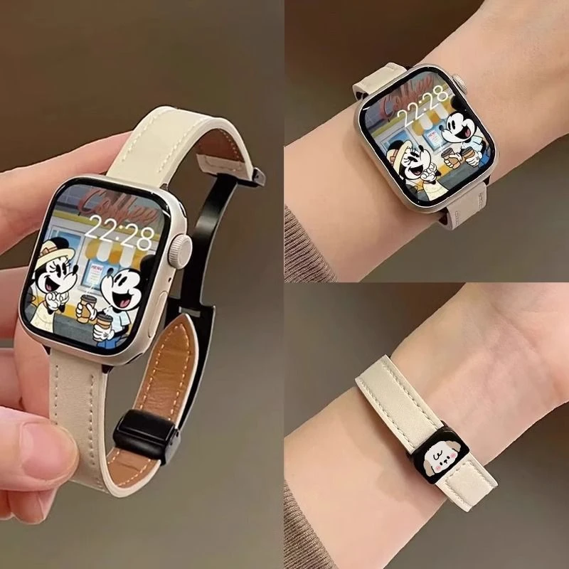 适用红米watch6皮质表带watch6折叠磁吸扣小米手环9pro超纤皮秋冬