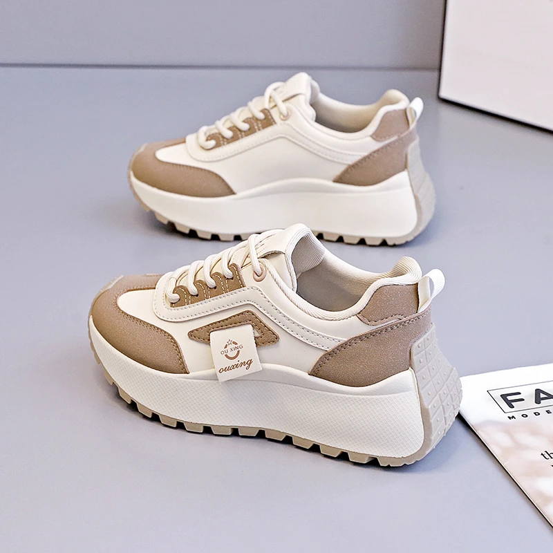 厚底增高5CM时尚百搭女鞋2025新款春秋老爹鞋运动休闲鞋ins潮板鞋