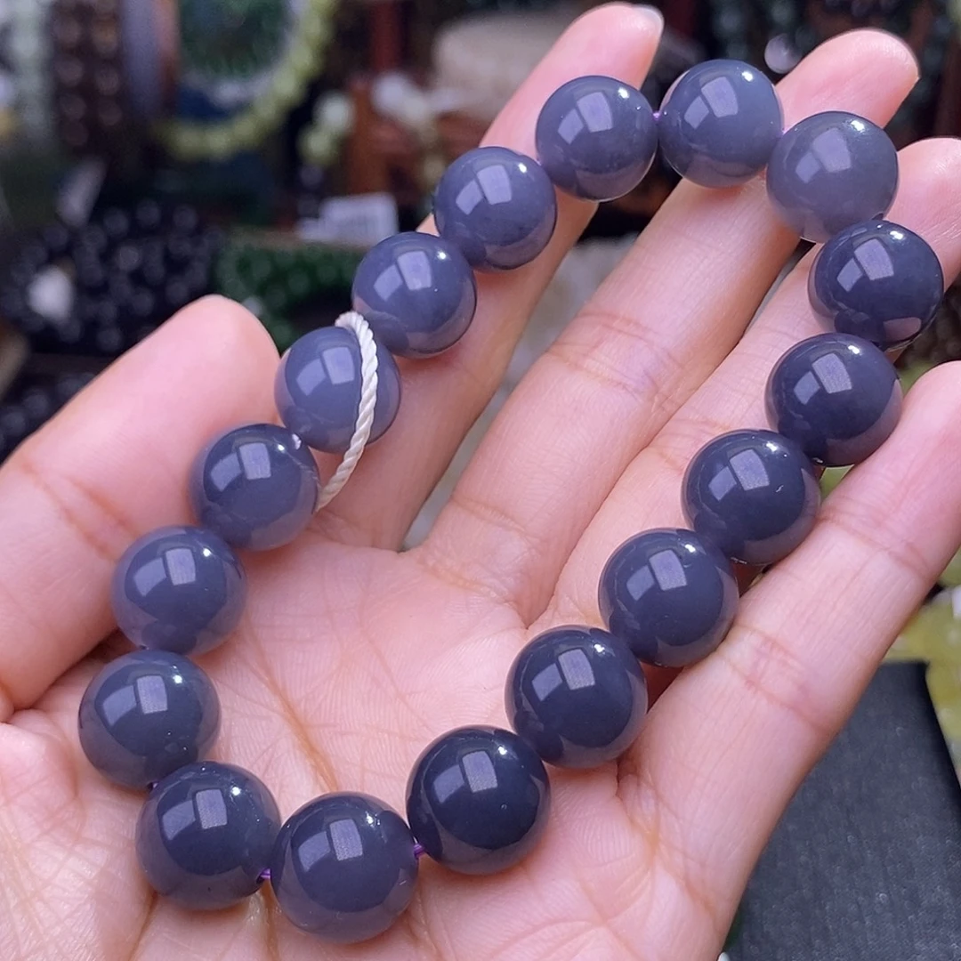 手链未镶嵌和田玉浓烟紫葡萄紫手链清货价约12MM