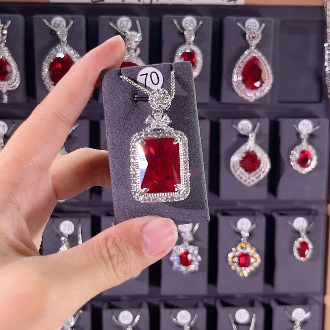 颈饰银S925镶嵌红宝石叠加2单160价格