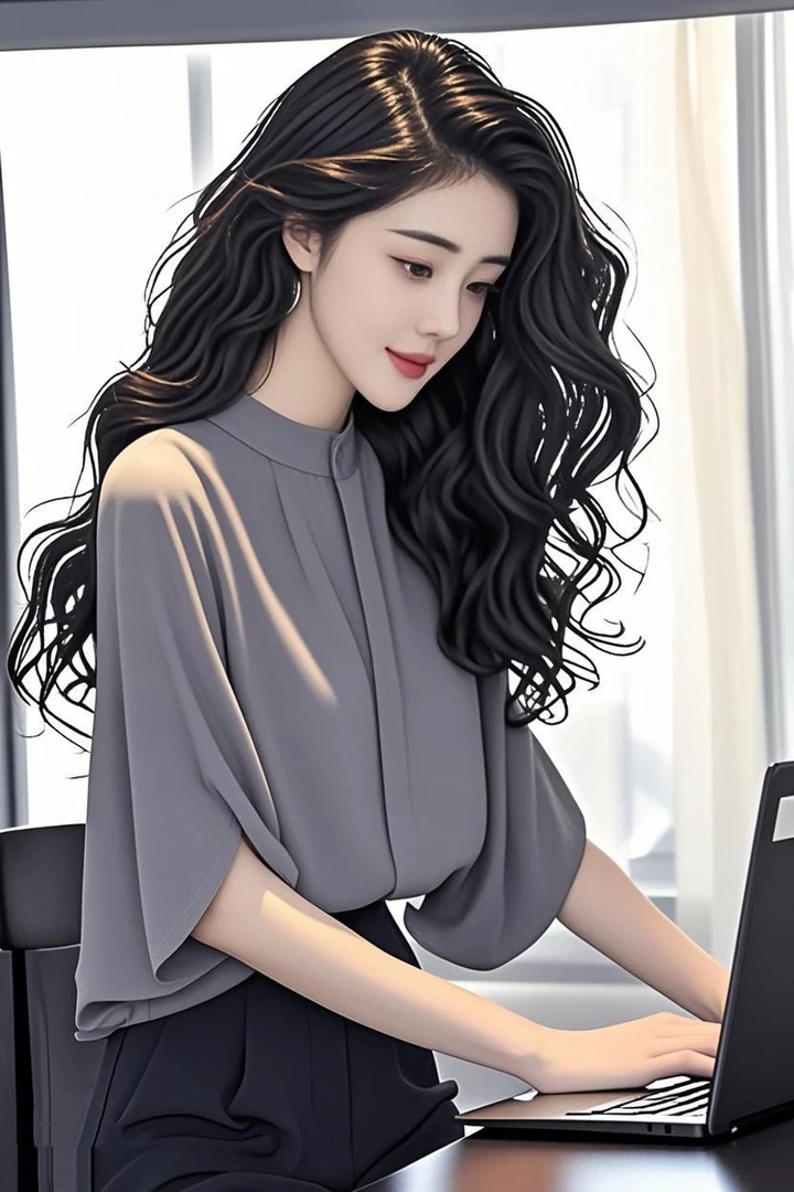 SS950灰色雪纺衬衫中袖女2025设计感小众优雅衬衣黑色半裙两件套