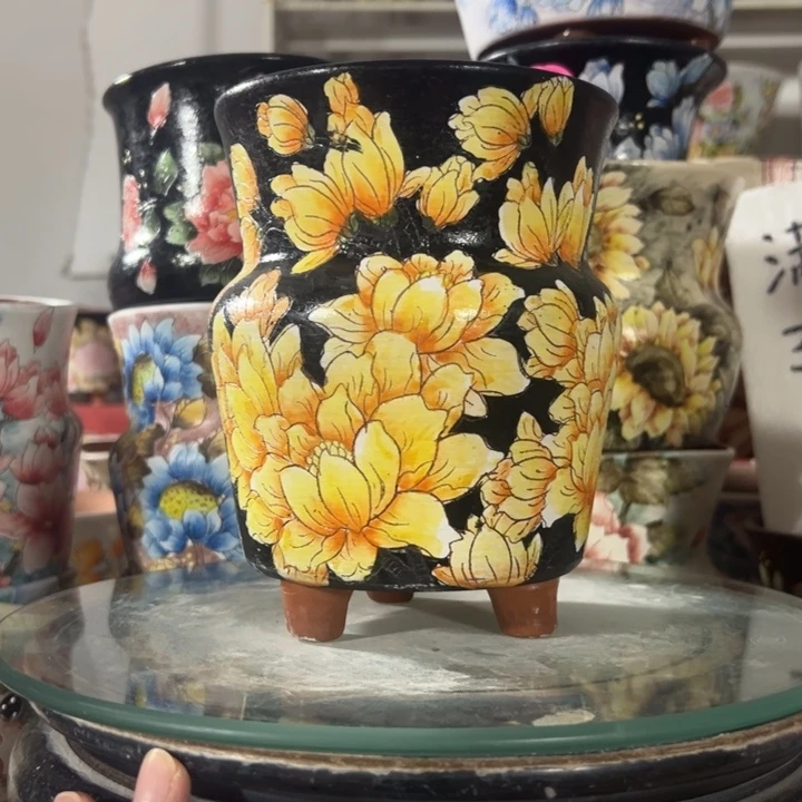 景德镇手绘花盆满38包邮偏远地区除外