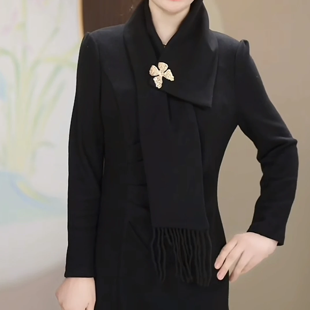 A0855秋冬新款中长款收腰显瘦气质百搭连衣裙