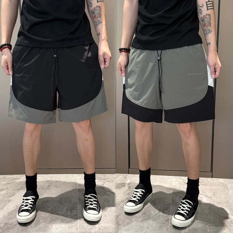2025年夏季薄款潮流韩版痞帅速干拼接青年男士休闲五分短裤子