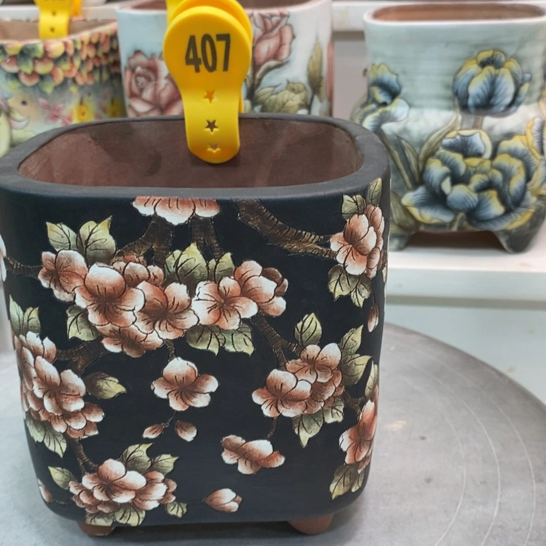 紫砂花盆水晶花盆407瑕疵