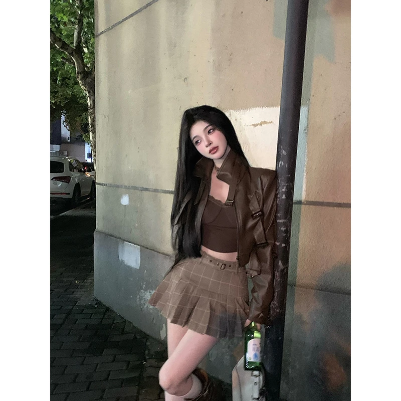 Suuuicee◆狙心辣妹 酷飒辣妹短款皮衣外套女小众机车夹克