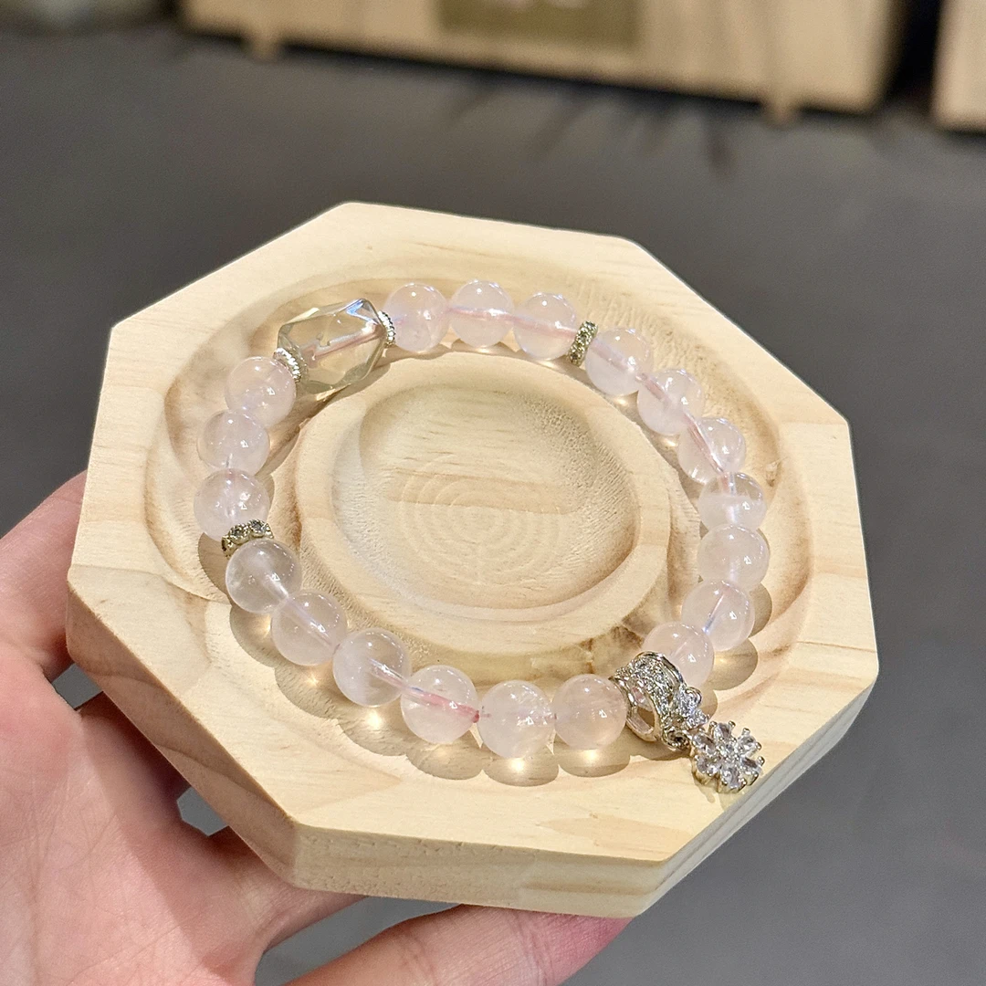 天然星光粉水晶手串