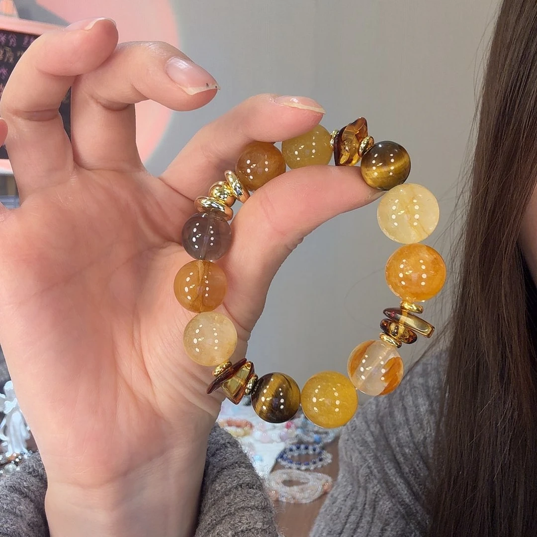 烟晶手链合金水晶