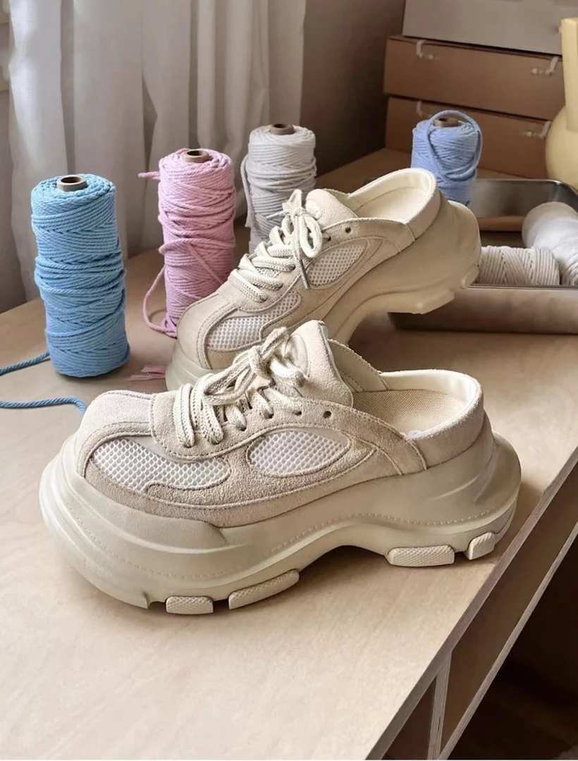 ZZGS·【勃肯鞋厚底增高一脚蹬拖鞋2025大头老爹鞋半拖鞋】·6068-1