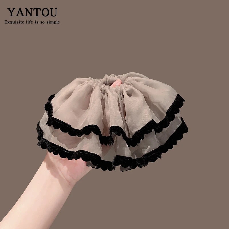 超仙氛围感大肠发圈女网纱裙边高级感发绳2025新款扎头发皮筋发饰