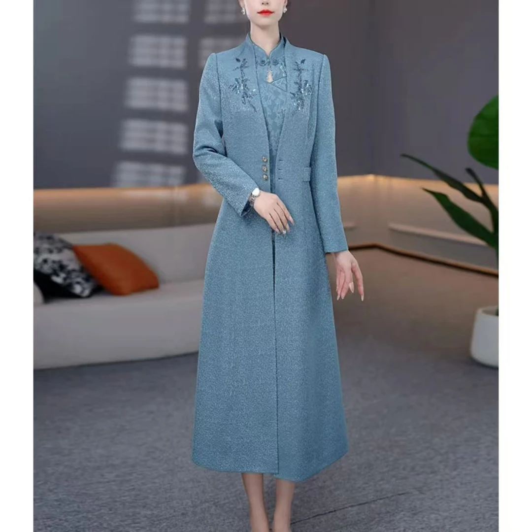 【两件套】风衣+连衣裙新中式轻奢气质温柔优雅显瘦两件套连衣裙