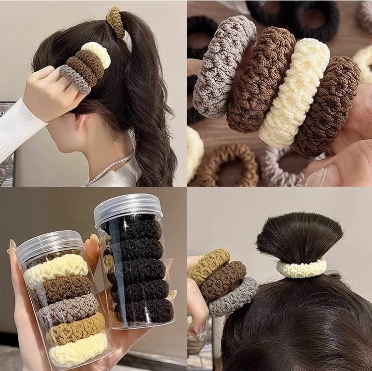 韩版升级款桶装夏季发圈高弹力加宽加厚简约百搭发绳头饰