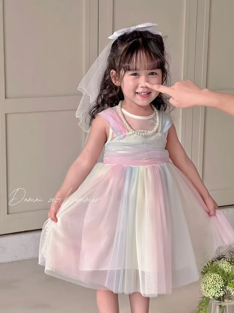 女衬裙夏季中国风连衣裙荷叶裙纱裙女童纯色儿童宝宝