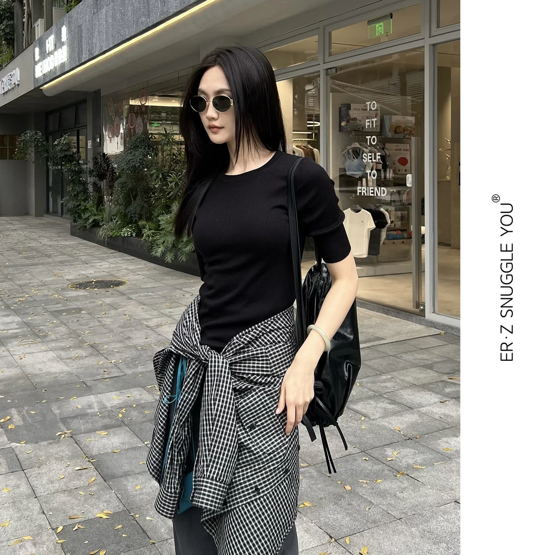 ERZ墨小墨2025年春夏修身显瘦针织衫桑蚕丝打底衫小众女装251116