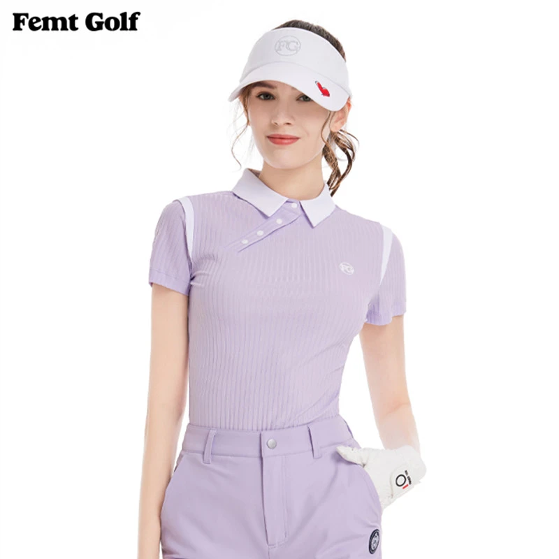 Femt Golf/Femt Golf高尔夫撞色女短袖T恤衫速干弹力显瘦GOLF球衣