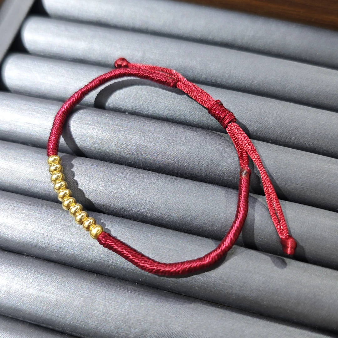 足银手链 足银情侣款金色十全十美手链5672