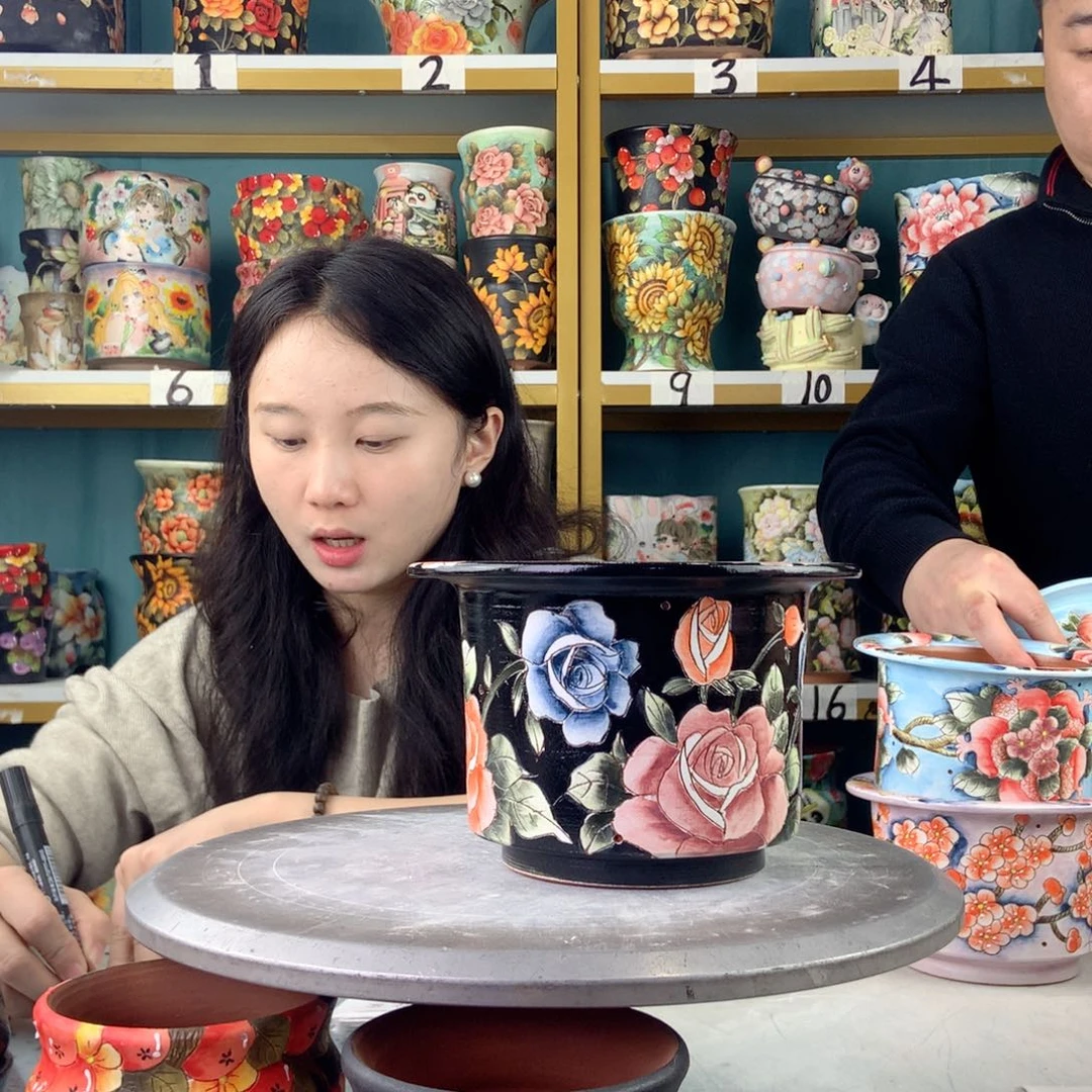 陶景德镇手工花盆623